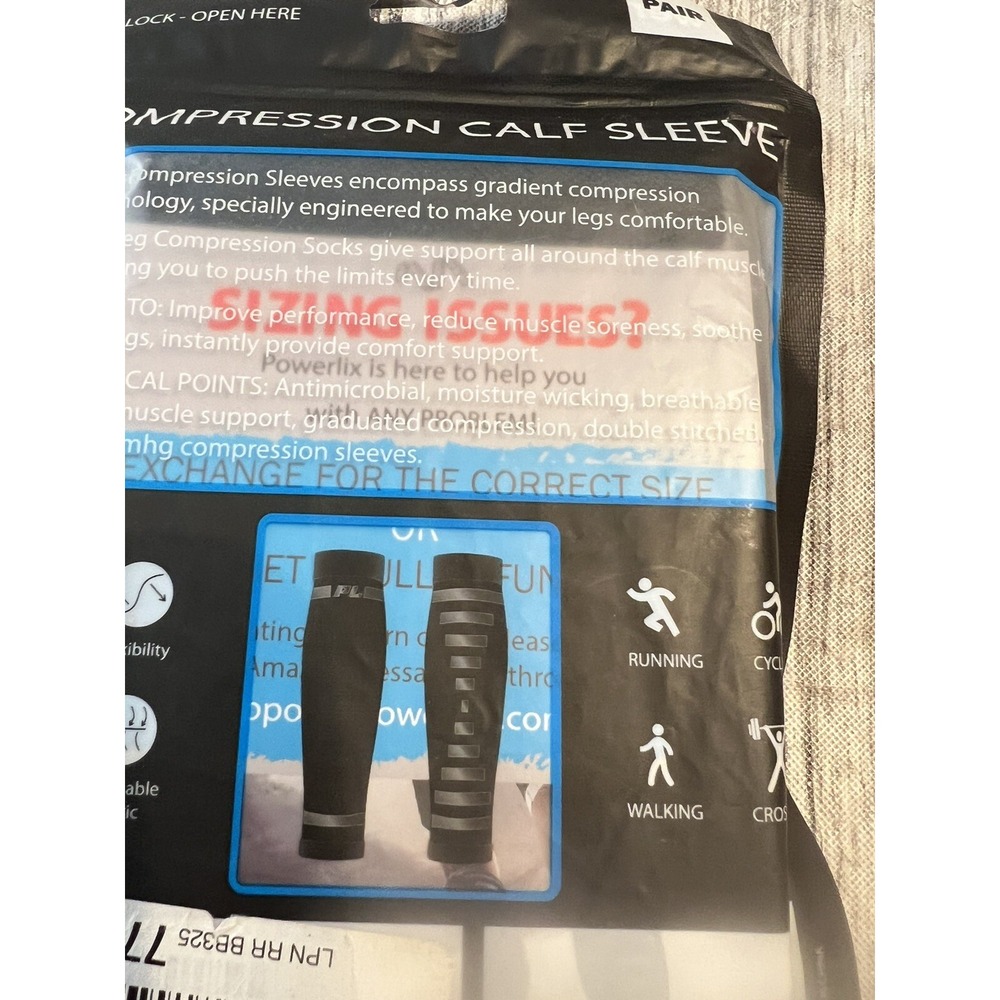 powerlix compression calf sleeves S/M Black - Picture 7 of 8